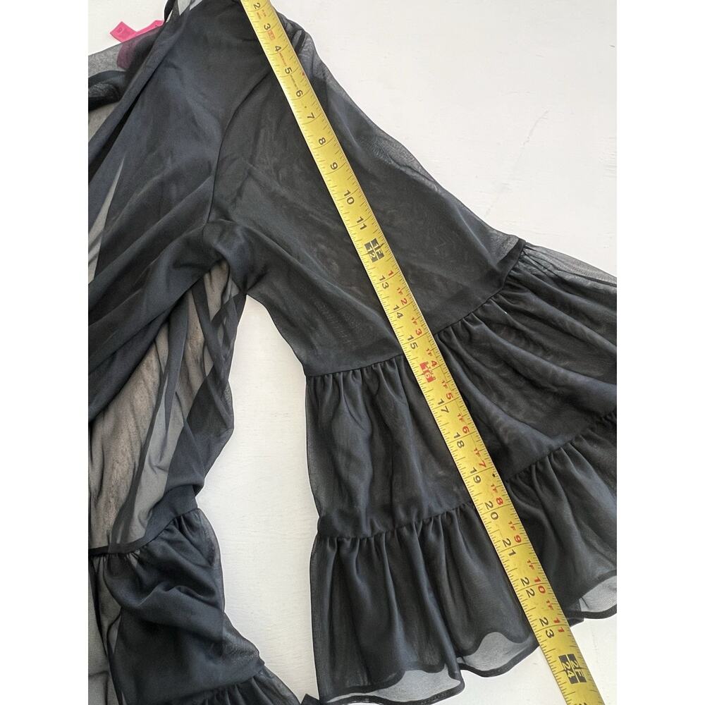 Betsey Johnson Sheer Ruffle Robe Size OS Large Mesh Cover Up Coquette Whimsigoth - Picture 10 of 12